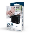 Gembird GaN Charger 2xUSB-A 1xC LCD 30W PD QC3.0 black