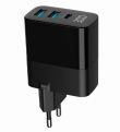 Gembird GaN Charger 2xUSB-A 1xC LCD 30W PD QC3.0 black