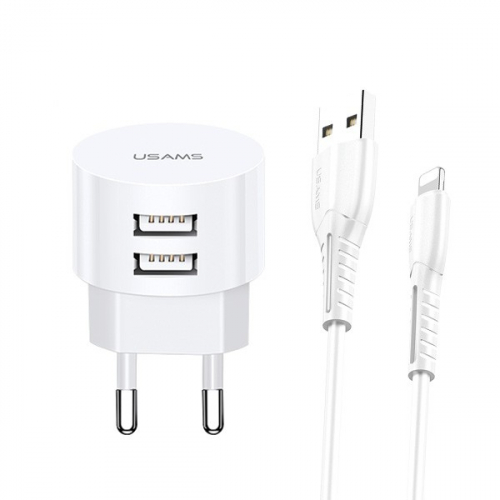 USAMS Charger T20 2xUSB 2,1A Lightning