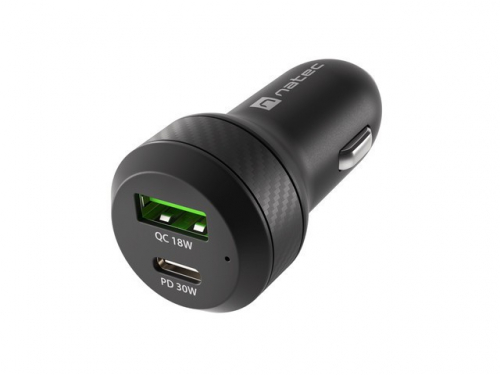 Natec Car charger 1x USB 1x USB-C QC 3.0