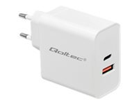 QOLTEC 51715 Charger 63W 5-20V 1.5-3A USB type C PD USB QC 3.0 White