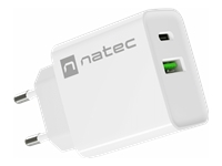 NATEC USB Charger Ribera USB-A+USB-C Power Delivery 20W white