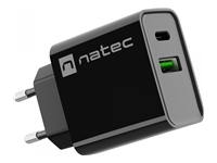 NATEC USB Charger Ribera USB-A+USB-C Power Delivery 20W black