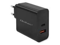 QOLTEC 52380 Super Quick PD Charger 1xUSB-C 1xUSB 65W 5-20V 1.5-3.25A Black