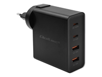 QOLTEC 52383 GaN POWER PRO charger 2xUSB-C 2xUSB 130W 5-20V 1.5-5A PD Black