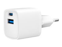 GEMBIRD 2-port 20W USB fast charger USB A + USB Type-C white