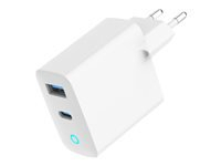 GEMBIRD 2-port 65W GaN USB fast charger LED white