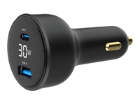 GEMBIRD 2-port USB car fast charger Type-C PD LCD 30 W black