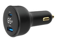 GEMBIRD 2-port USB car fast charger Type-C PD LCD 65 W black