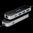 AXAGON HMC-6GLN 2x USB-A 5Gbps, 1x USB-C 5Gbps, 4K/60Hz HDMI, RJ-45, USB 3.2 Gen 1 hub, PD 100W, 20cm USB-C cable