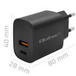 Qoltec GaN POWER PRO charger 1xUSB C, 1xUSB, 30W