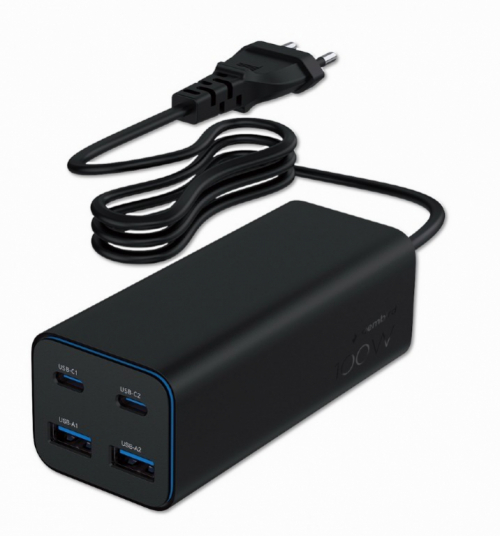 Gembird Universal charger 100W GaN 2xUSB-A 2xUSB-C fast charger black