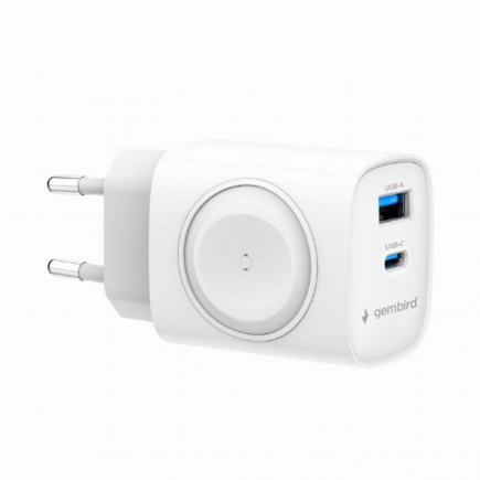 RGER USB 2IN1 20W 2PORT/TA-UC-PDQCW20-01-W GEMBIRD