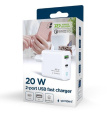 Gembird USB-A/USB-C Charger LED 20W PD QC3.0 White