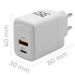 Qoltec GaN 35W charger 5V 20V 1.5A 3A,1xUSB C PD,1xUS