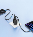 USAMS Charger 30W GaN LED USB+USB-C CC229 Black