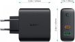 AUKEY PA-D3 Wall Charger 2xUSB Power Delivery (1xUSB+1xUSB C) 5.4A 60W Dynamic Detect