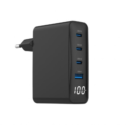 RGER USB 100W 4PORT GAN/TA-UC-PDQC100LCD-01-BK GEMBIRD