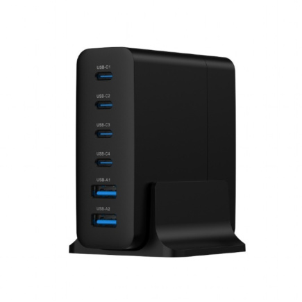 Gembird Universal charger 75W GaN 2xUSB-A 4xUSB-C fast charger black
