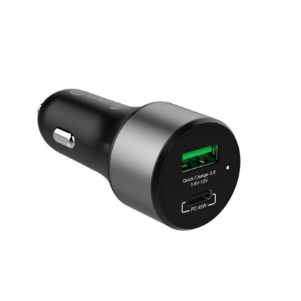 CRONG Car charger USB-C PD 45W + USB QC 3.0 18W black