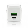 everActive PHONE CHARGER GAN 1X US B, 1X USB-C 20W WHITE