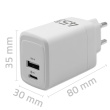 Qoltec GaN 45W charger 5V 20V 1.5A 3A,1xUSB C PD,1xUS