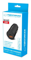 Esperanza EZC111K mobile device charger Smartphone, Tablet Black USB Fast charging Auto