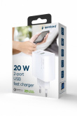 Gembird Power Delivery Charger USB-A USB-C 20W White
