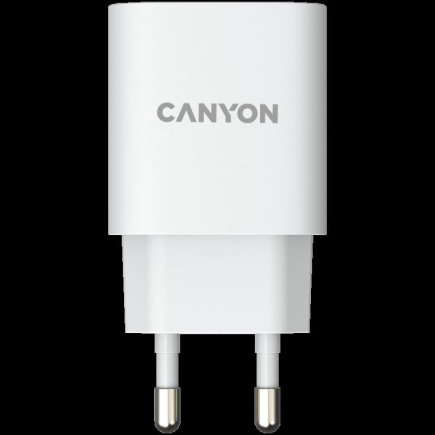 CANYON H-20, PD 20W Input: 100V-240V, Output: 1 port charge: USB-C:PD 20W (5V3A/9V2.22A/12V1.67A) , Eu plug, Over- Voltage ,  over-heated, over-current and short circuit protection Compliant with CE RoHs,ERP. Size: 80*42.3*30mm, 55g, White