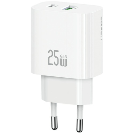USAMS Charger 25W 1xUSB-A 1xUSB-A Fast Charging
