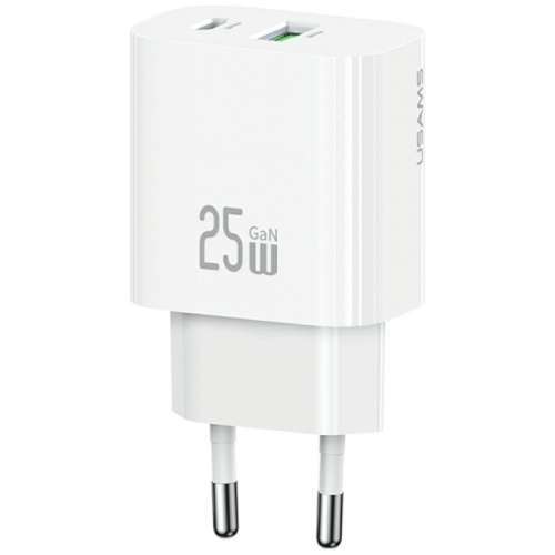 USAMS Charger 25W 1xUSB-A 1xUSB-A Fast Charging