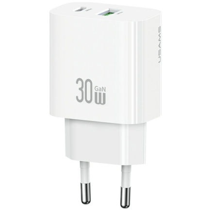 USAMS Charger 30W 1xUSB-C 1xUSB-A Fast charging w