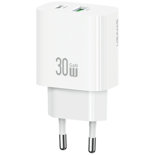 USAMS Charger 30W 1xUSB-C 1xUSB-A Fast charging w