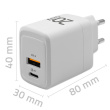 Qoltec GaN 20W charger,5V 20V 1.5A 3A,1xUSB C PD,1xUS