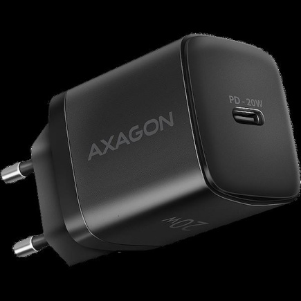AXAGON ACU-PD20 wall charger 1x QC3.0/AFC/FCP/PD type-C, 20W, Must