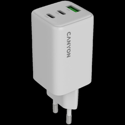 CANYON charger CU65ACC GaN 65W 2xPD 1xQC EU Valge