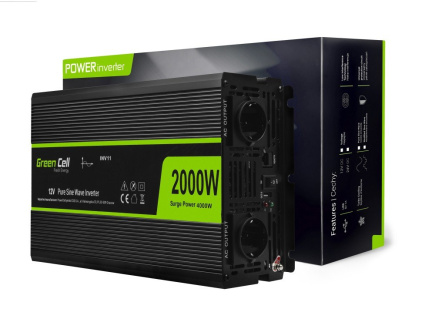 Green Cell INV11 power adapter/inverter Auto 2000 W Черный