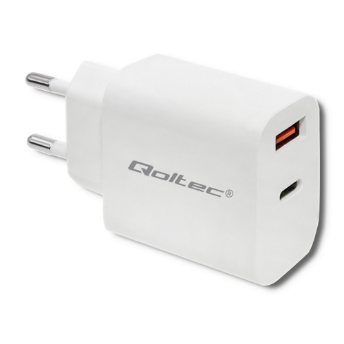 Qoltec Charger 18W 5-12V, 1.5-3A, USB C 780657