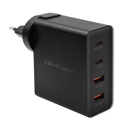 Qoltec GaN POWER PRO charger 2xUSB C, 2xUSB, 130W