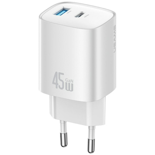 USAMS Charger T66 45W GaN CC290 USB-A + USB-C