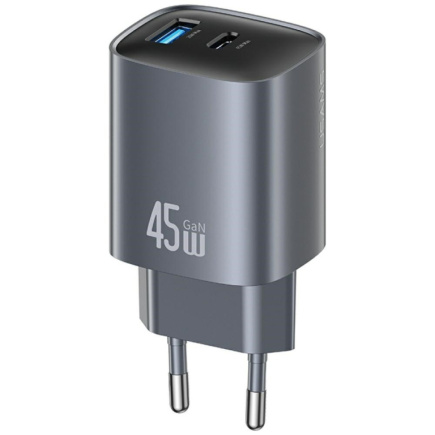 USAMS Charger T66 45W CC290 GaN Fast charge silver