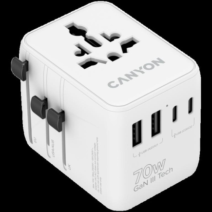 CANYON Travel Adapter OnTour 70 EU/UK/US/AUS 70W White