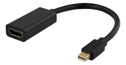 DELTACO DP-HDMI45 - Adapter - Mini DisplayPort male to HDMI female - 20 cm - black - 4K support 