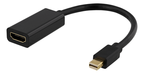 DELTACO DP-HDMI45 - Adapter - Mini DisplayPort male to HDMI female - 20 cm - black - 4K support 