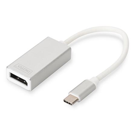 DIGITUS USB Type-C 4K DP Adapter, 20cm cable length Aluminum Housing, | Digitus USB Type-C to DisplayPort Adapter | DA-70844 | 0.20 m | White | USB Type-C DA-70844