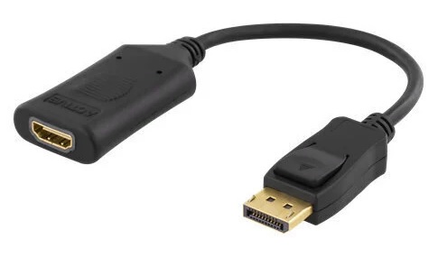 DELTACO DP-HDMI32 - DisplayPort to HDMI adapter, supports 4K in 60Hz, active, HDCP 2.2, 3D, 0.1m, black