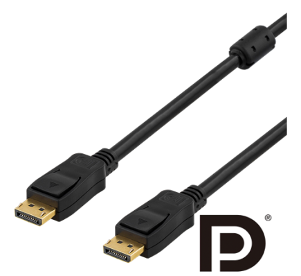 DELTACO DisplayPort cable, Ultra HD 4K@60Hz, 21.6 Gb/s, 1m, black DP-1010D