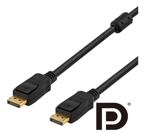 DELTACO DisplayPort cable, Ultra HD 4K@60Hz, 21.6 Gb/s, 1m, black DP-1010D