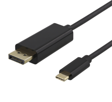 DELTACO USBC-DP200 - DisplayPort cable - 24 pin USB-C (M) to DisplayPort (M) - 2 m - 4K support - black 