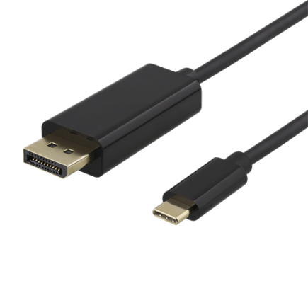 DELTACO USBC-DP200 - DisplayPort cable - 24 pin USB-C (M) to DisplayPort (M) - 2 m - 4K support - black 